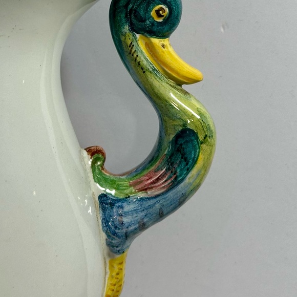 VINTAGE Colorful Duck Handle Ceramic Pitcher - Picture 7 of 7
